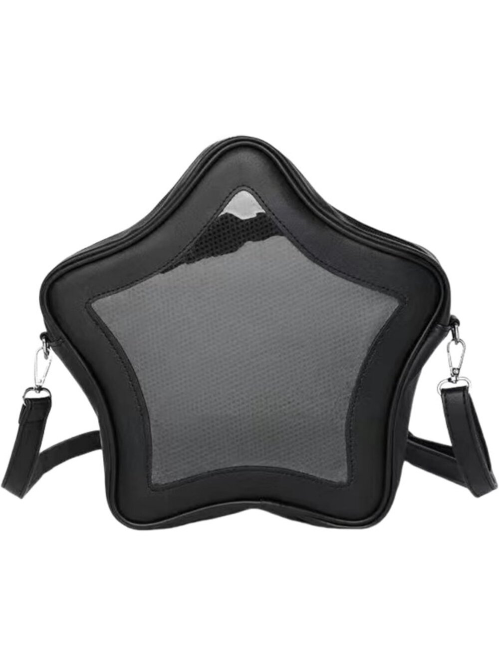 Women's Black PU Leather Aesthetic Cute Lightweight Star Shape Handbag